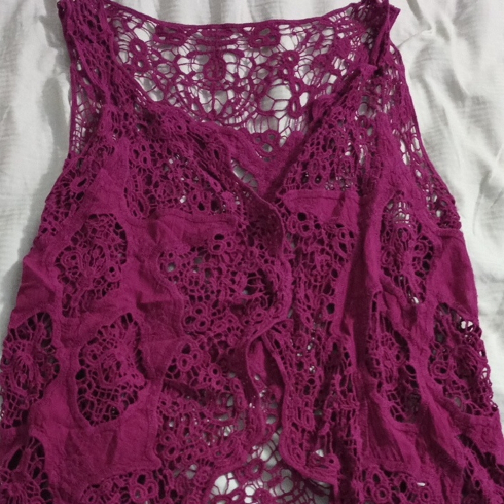 Elegant Crochet Sleeveless Vest - Purple
